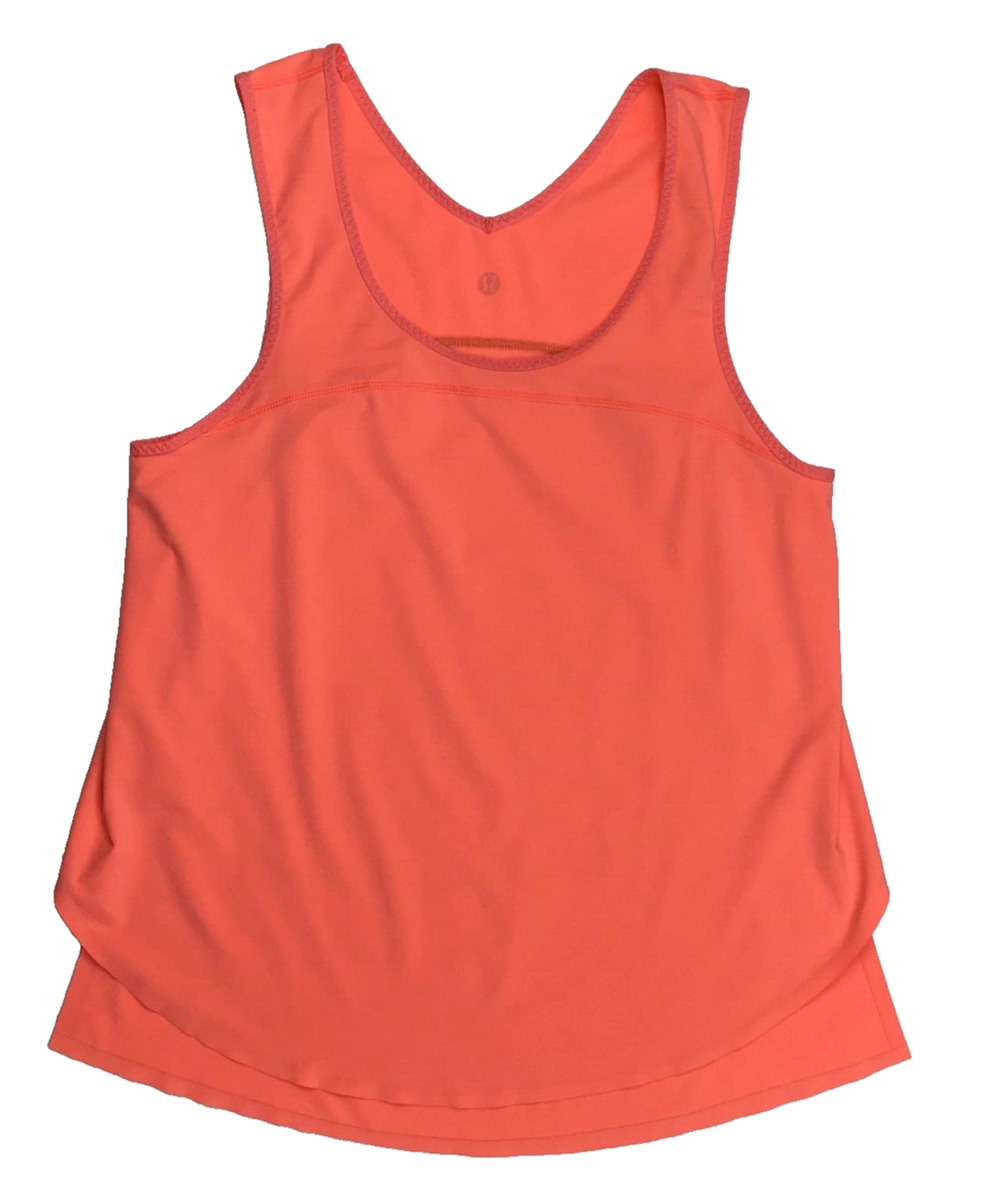 Lululemon Women's Sz 4 Run Split Singlet Sleeveless Scoop Neck Tank Orange Coral